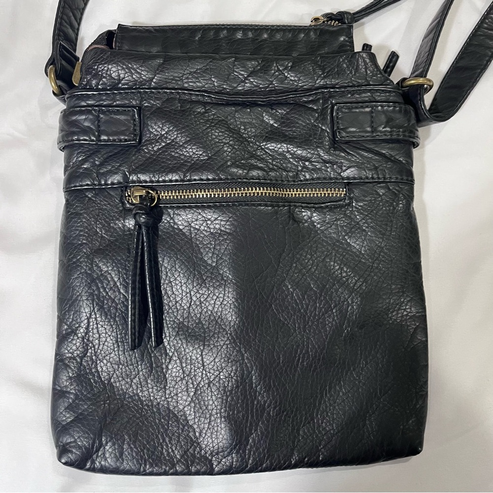 Montana West Buttery Soft Black Vegan Leather Crossbody Bag Purse Pocketbook - Picture 6 of 14
